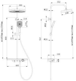 Душевая система ESKO ST350Black черный